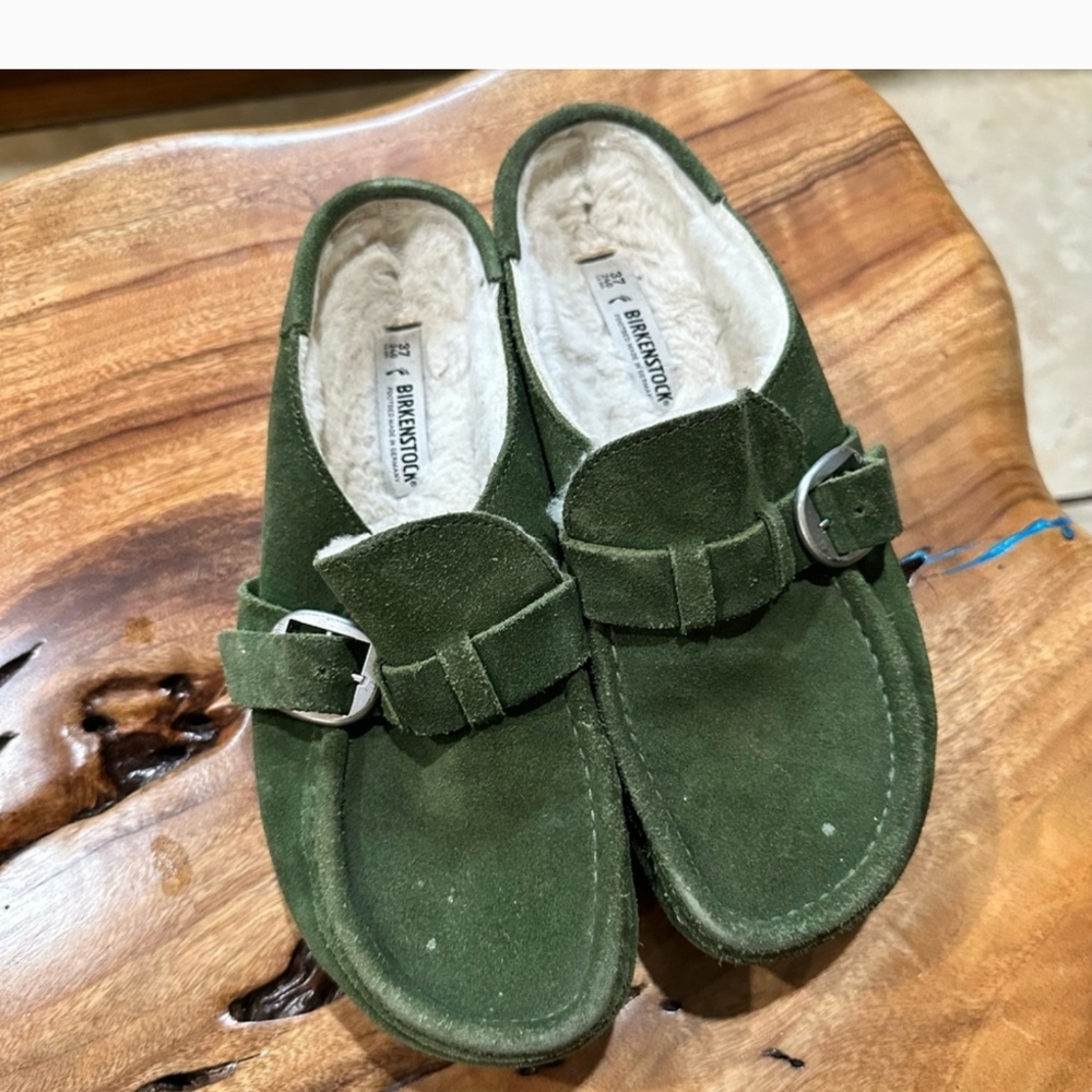 Birkenstock Green Buckley Shearling Clogs Size 37